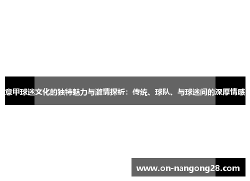 意甲球迷文化的独特魅力与激情探析：传统、球队、与球迷间的深厚情感